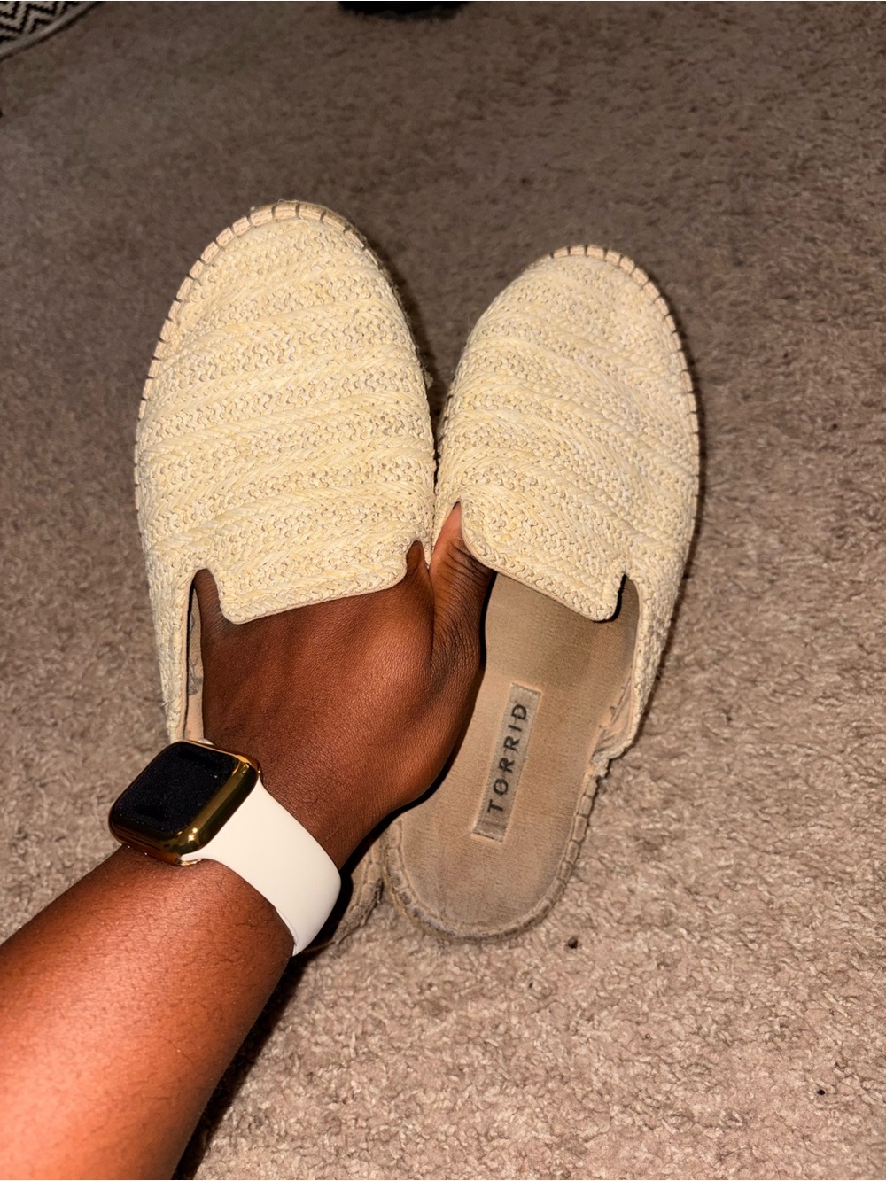 Torrid Cream Woven Slip-On Espadrille. Size 10WW
